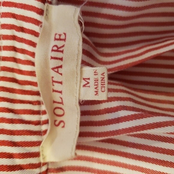 Solitaire Striped Embroidered Long Sleeve Bohemian Lightweight Blouse Size M - Picture 7 of 8